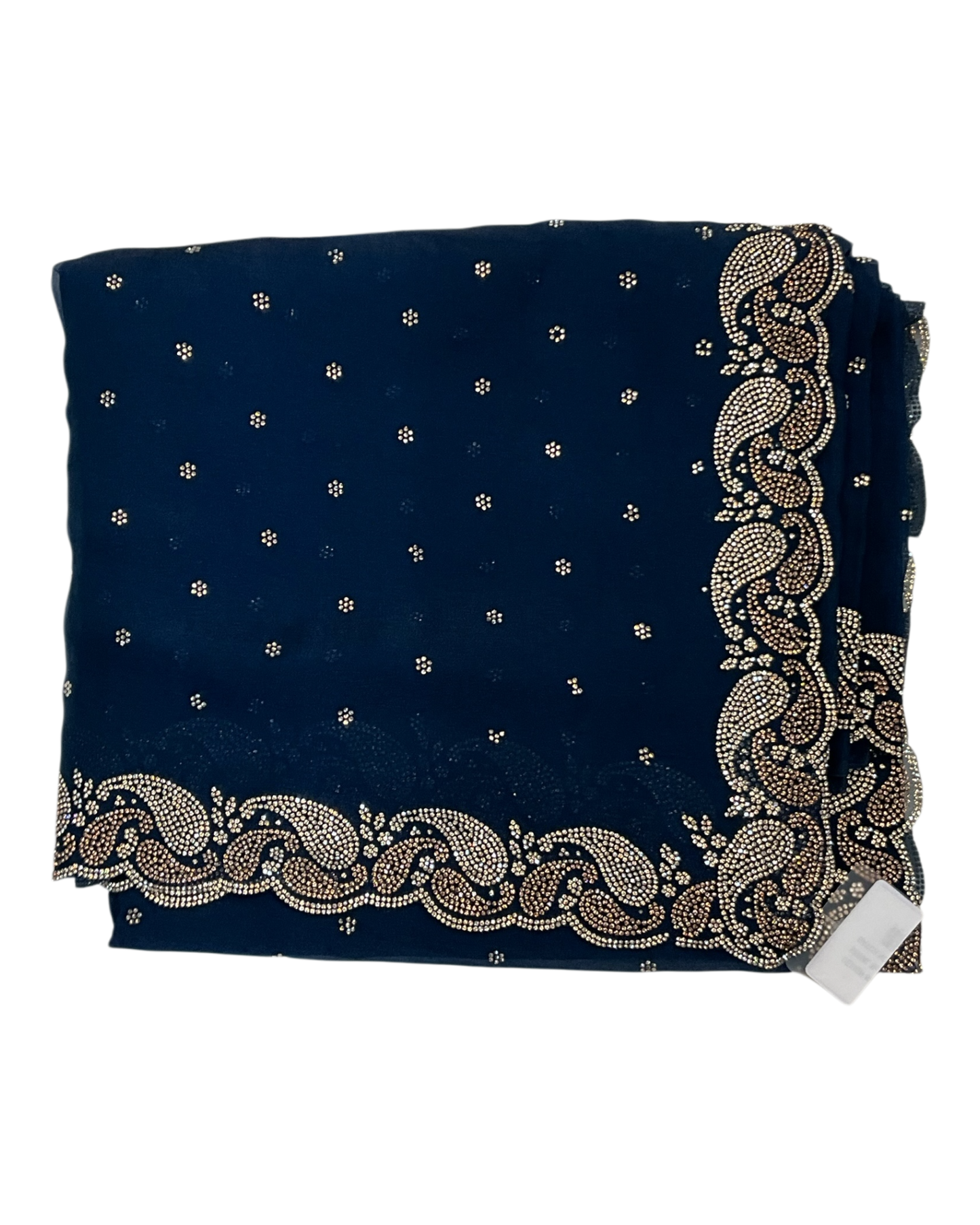 Navy Blue - Rich Saree with Stone Work Border and Blouse Piece - UK stock - 24hr Dispatch - RS2532 TC