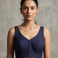 Size 40" / UK 14 - Navy Blue - Sleevless Saree blouse with cups - UK Stock - With Margin inside - VAM1301 - KY