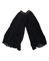 Black - Designer Ladies Short Strap Top Palazzo Trousers Suit - Size 10 (36