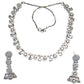 Clear - American Diamond Style Silver Finish Small Size Necklace Set with Earrings - AE2423 11C24
