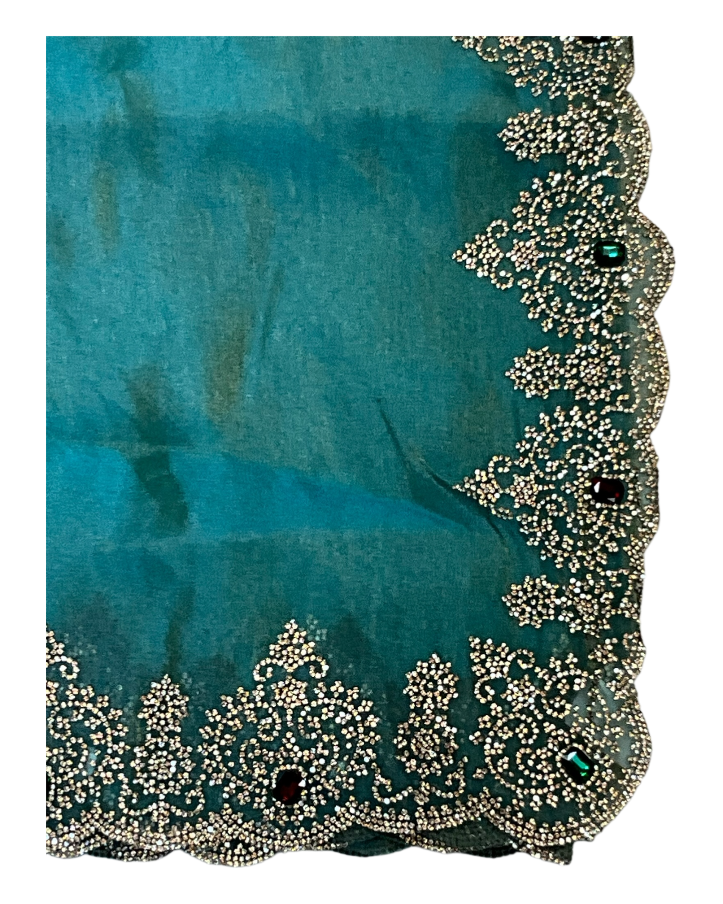 Light Blue - Rich Saree with Stone Work and Blouse Piece - UK stock - 24hr Dispatch - RS2502 TH