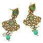 Sea Green - Small Size Antique Gold Finish Necklace Set with Earrings - Bollywood - AE2518 08A25