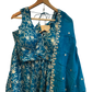 Turquoise Blue - Banarasi Brocade Silky Lehenga Set - Mehndi / Sangeet / Bridesmaids / Weddings / Garba  - Size UK 12 (38" Bust) Adjustable to Size 14 - UK Stock - 24h Dispatch - AF2601 02VP26