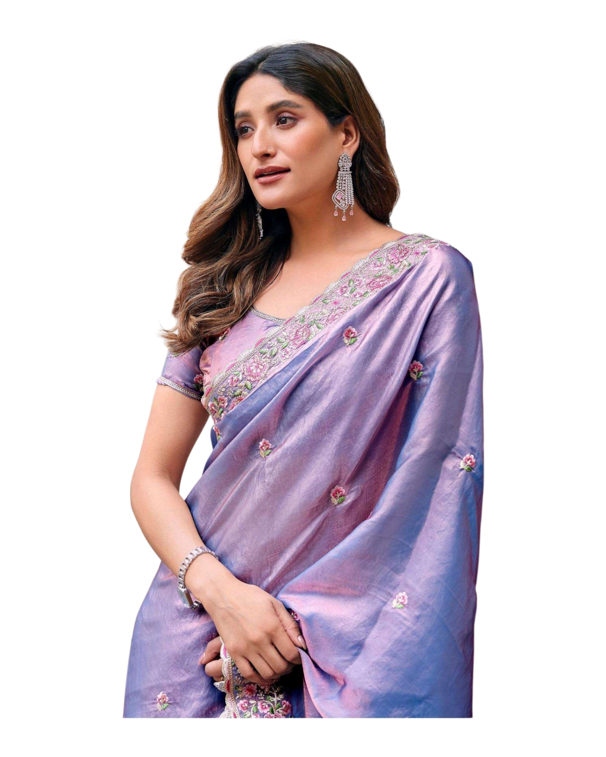 Lilac / Purple - Fancy Party Saree with Blouse Piece - UK stock - 24hr Dispatch - LTF4602 07VY26