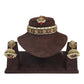 Maroon - Large Size Antique Gold Finish Necklace Set with Earrings - RAK95  KV 0424