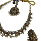 Crystal - Medium Size Antique Gold Finish Necklace Set with Earrings & Head Piece - RAK436 04A26