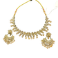 Crystal / Neutral - Medium Size Antique Gold Finish Necklace Set with Earrings & Head Piece - KAJ1016 03KK26