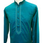 Turquoise Green - Cotton Silky Mens Kurta Set - Sangeet Mehendi Haldi - KCS1150 KK 0923