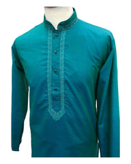 Turquoise Green - Cotton Silky Mens Kurta Set - Sangeet Mehendi Haldi - KCS1150 KK 0923