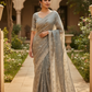 Champagne - Fancy Embroidered Saree with Blouse Piece - UK stock - 24hr Dispatch - SP250627 TV