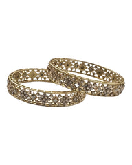 Pair of Reverse Stone Kada Bangles - Antique Finish (Pair) - NBA8008 T 0923