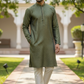 Sage Green - Banarasi Handloom Brocade Mens Indian Kurta set with Trousers - UK Stock - Weddings / Walimas , Sangeet, Diwali, Eid, Mehndi / Henna - VEE2443 VR