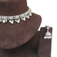 Clear - Small Size Silver Finish Necklace Set with Earrings - VJY402  A 0424