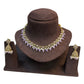 Lilac - Medium Size Antique Gold Finish Necklace Set with Earrings - RAK375 Pp