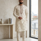 White / Off White - Soft Cotton Silky Mens Kurta Set with Neck Thread Embroidery- Sangeet Mehendi Haldi - KCS1025 06VY26
