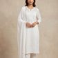 XS to XXXL - White - Lucknowi Cotton Ladies Salwar Kameez / Punjabi Suit with Chiffon Dupatta - Funeral  / Church ARV2176 KC