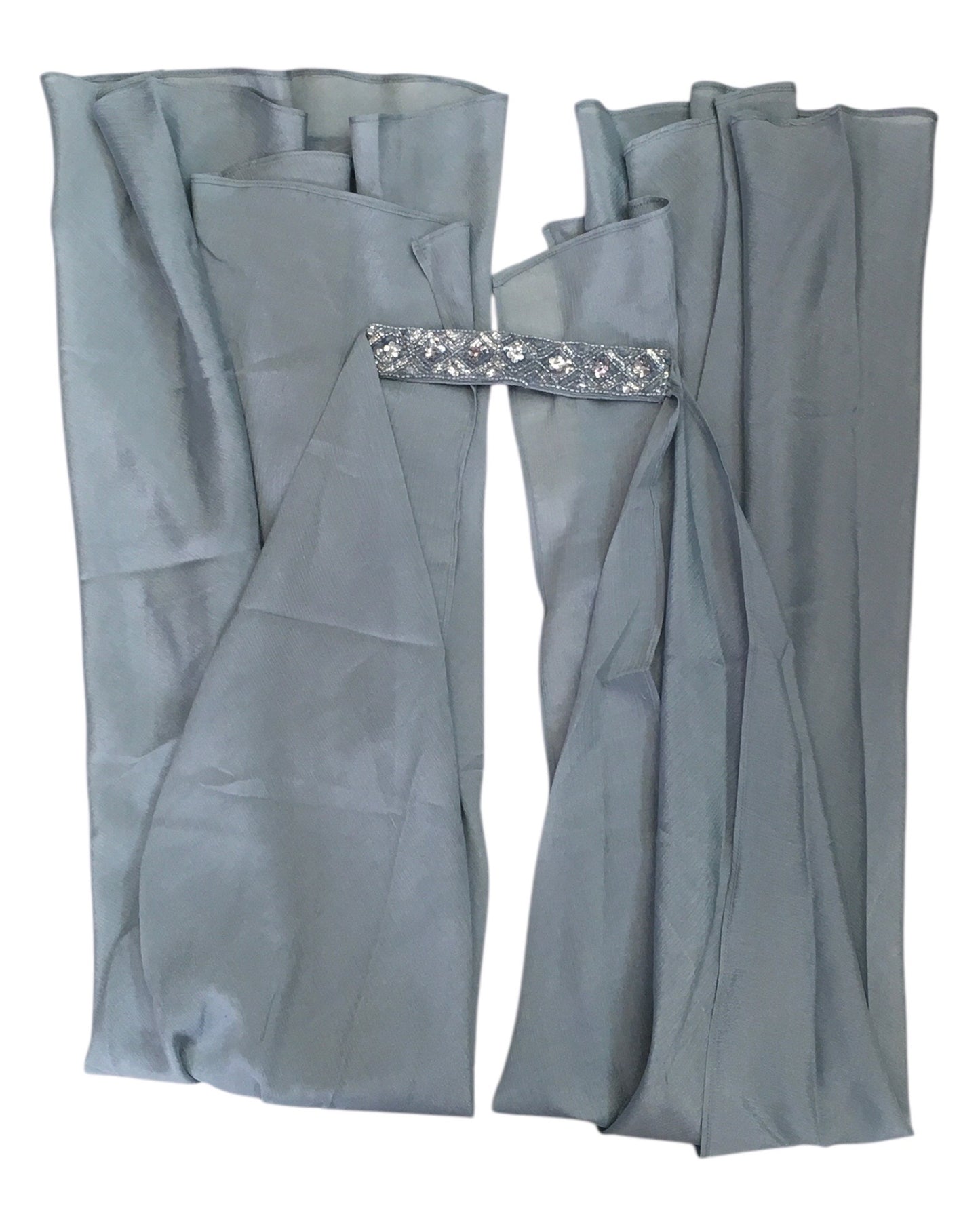 Silver Grey - Designer Ladies Short Top Palazzo Trousers Suit - Size 14 (40") - VMK BADAL PY