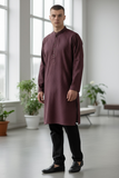 Dark Maroon - Brocade Mens Indian Kurta set - UK Stock - Weddings / Walimas , Sangeet, Diwali, Eid, Mehndi / Henna - NAD25717 KA