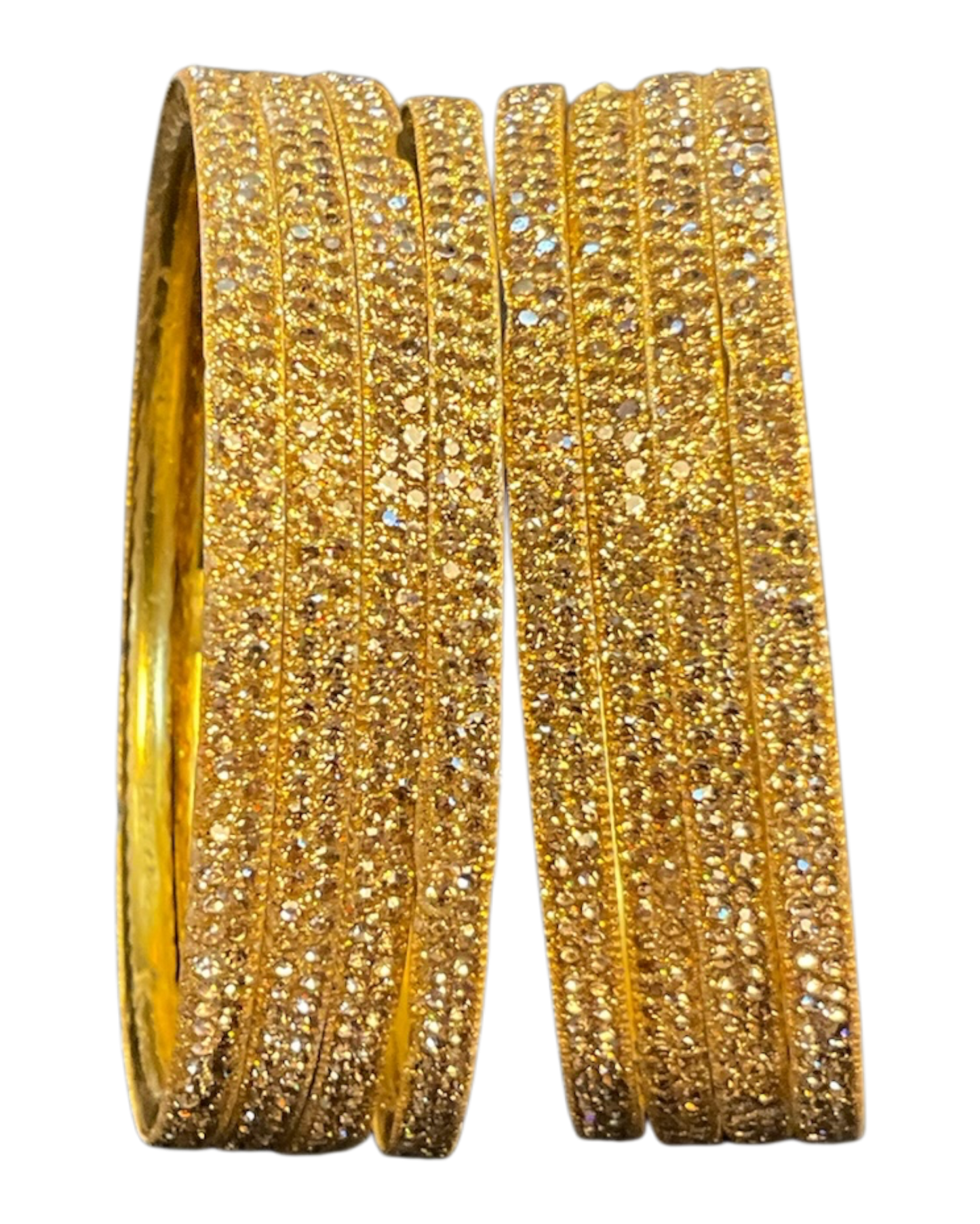 Dark / Antique Gold Finish - Set of 8 Stone Bangles -  M to XXL - HAN2601 07Ka26