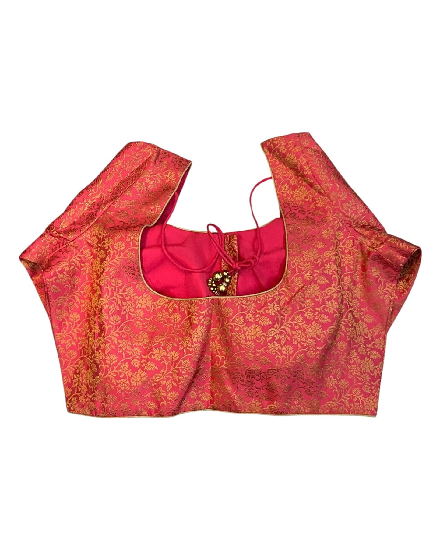 38" & 42" - Coral - Banarasi Brocade Saree / Lehenga Blouse -UK Stock - Quick Dispatch - X1126 01A25