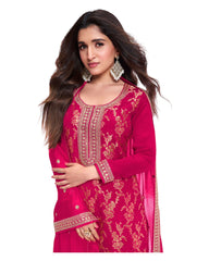 Fuchsia Pink - Simple / Classy Silky Ladies Indian Salwar Suit with Rich Dupatta - Available in Sizes 10,14 & 18 - VF69181 TY 0924
