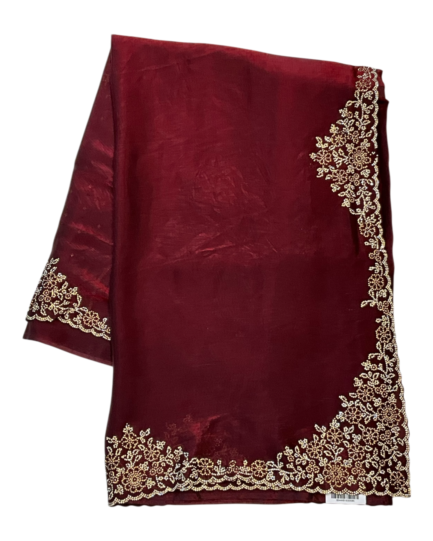 Maroon - Rich Saree with Stone Work Border and Blouse Piece - UK stock - 24hr Dispatch - RS2511 TA