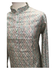 Green - Handloom Banarasi Mens Indian Kurta set - Weddings / Walimas , Sangeet, Eid, Mehndi / Henna - KCS1250 08VC24