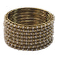Gold / Pearl - Set of 8 Stone Bangles - Antique Gold Finish - JAN5310 Kp 0923