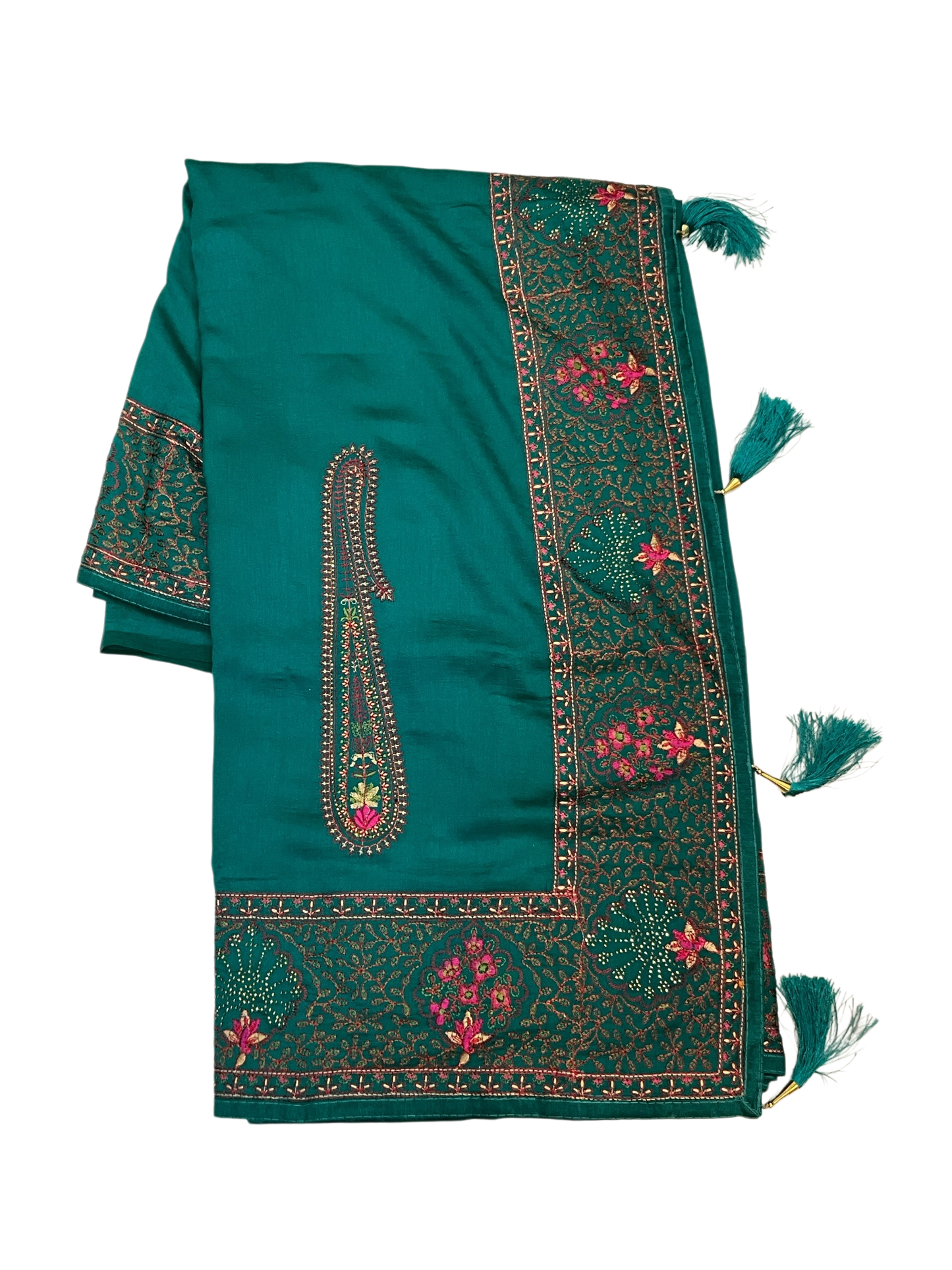Turquoise Green - Classic Saree with Thread Work and Blouse Piece - UK stock - 24hr Dispatch - RS2505 VY