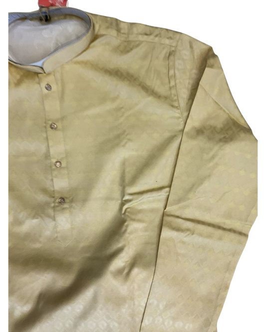 Ivory - Self Woven Brocade Mens Indian Kurta set - UK Stock - Weddings / Walimas , Sangeet, Diwali, Eid, Mehndi / Henna - VEE3115 KC