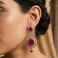 Dark Pink - Large - Antique Gold Finish Traditional Earrings - Bollywood - Weddings - 15ER549 07Rp26
