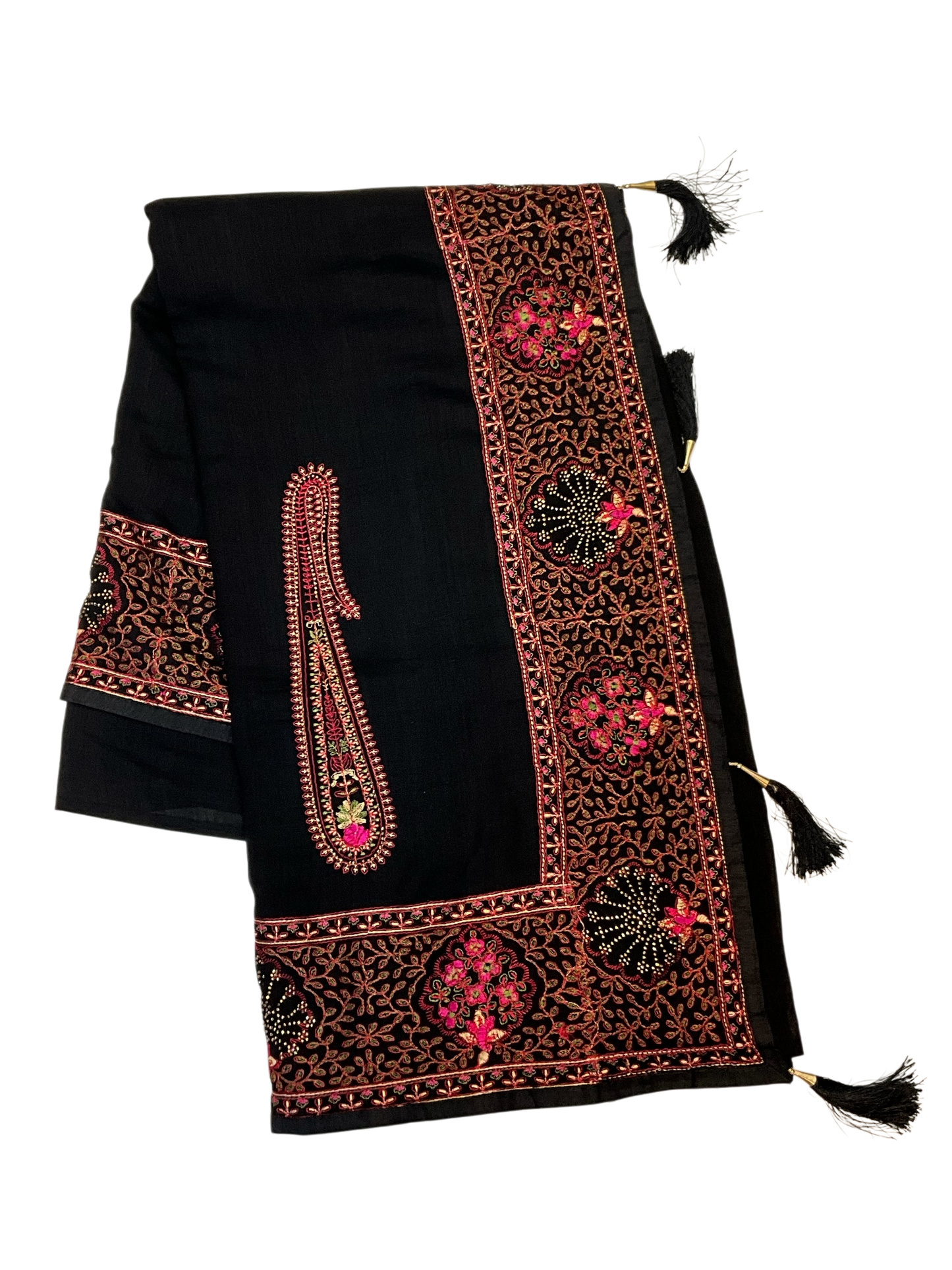 Black - Classic Saree with Thread Work and Blouse Piece - UK stock - 24hr Dispatch - RS2505 VY