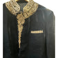 SALE! Black - Designer Suede / Velvet Mens BandhGala / Prince / Chinese Collar Jacket - Fantastic Fit -  PC2614