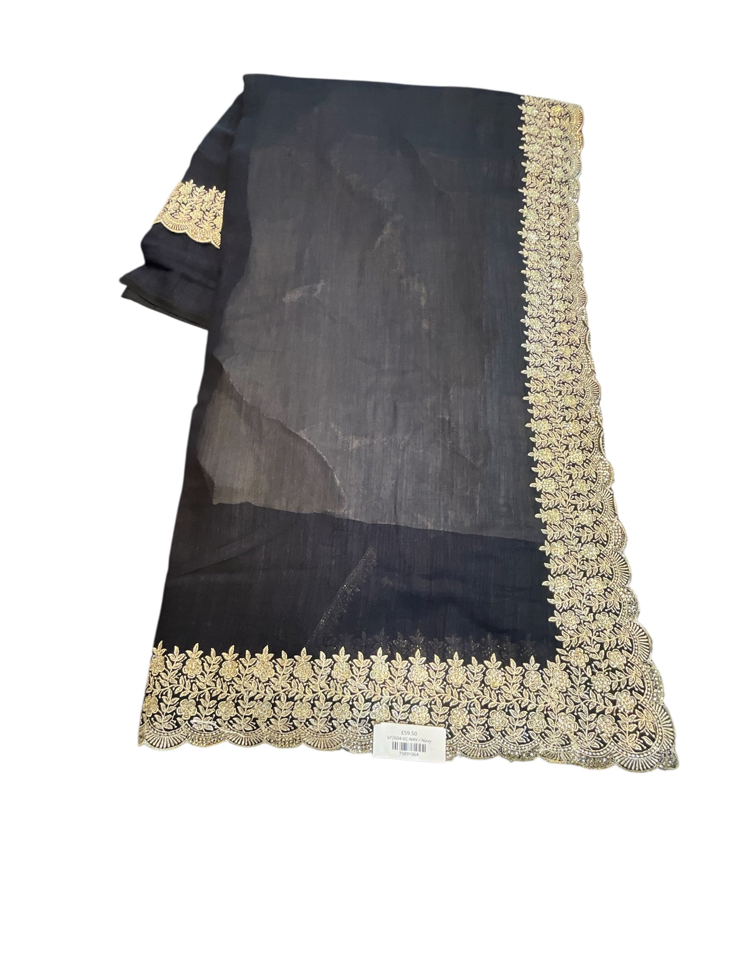 Navy Blue - Fancy Party Saree with Blouse Piece - UK stock - 24hr Dispatch - SP2604 KC