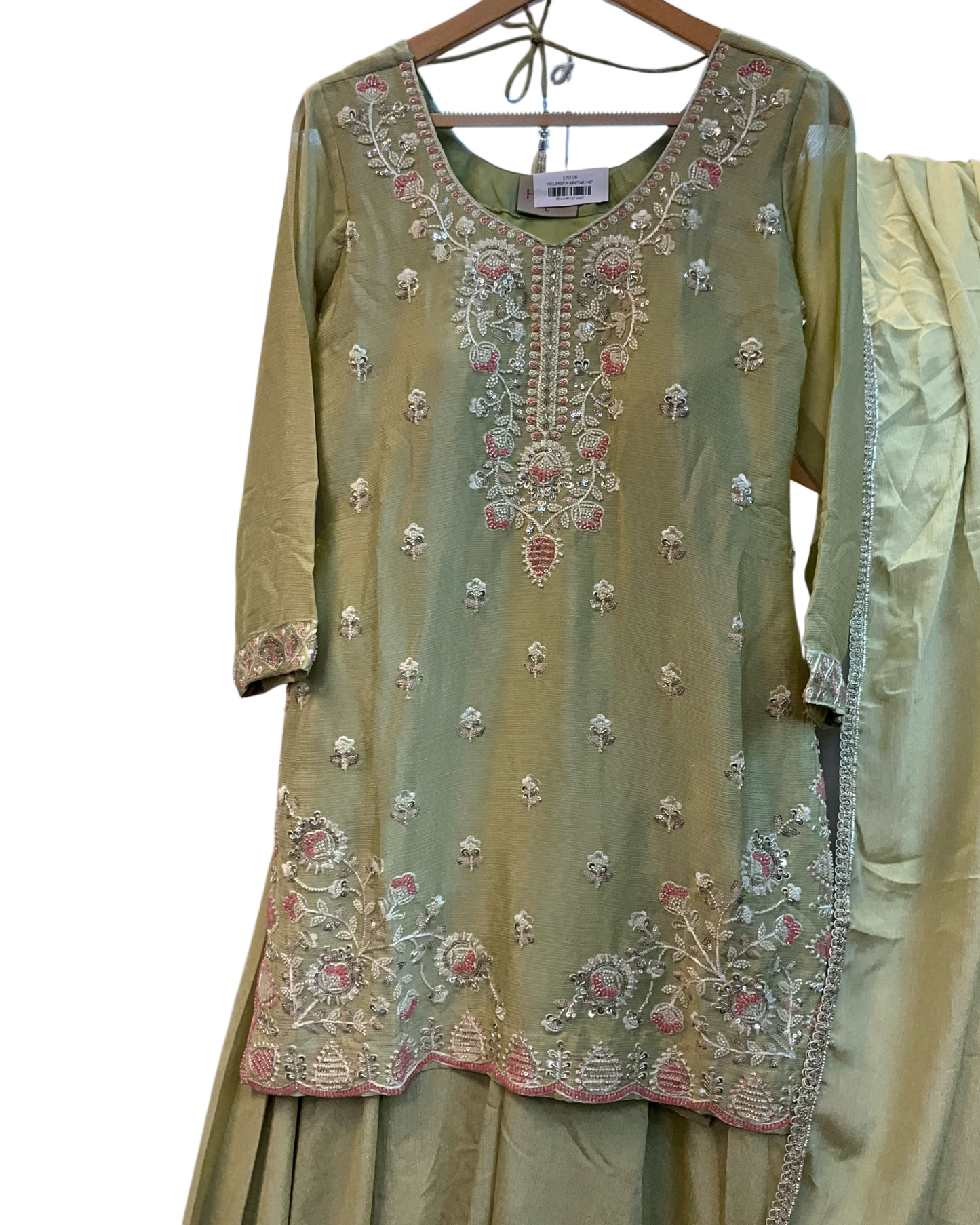 UK 16 / 42" - Mint Green - Mid length - Ladies Sharara / Palazzo Trousers Suit - UK Stock - Sangeet / Henna / Weddings - HEL6492 TK
