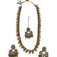 Champagne / Crystal - Large Size Antique Gold Finish Long Necklace Set with Earrings - RAK408 KY 0525