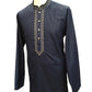 Navy Blue - Cotton  Mens Kurta Set with Thread Embroidery- Sangeet Mehendi Haldi - KCS1038 KV 1123