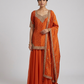 Size 16 (42") - Orange - Designer Ladies Medium Length Top Palazzo Trousers Suit - VMK Taruna CY