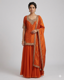 Size 16 (42") - Orange - Designer Ladies Medium Length Top Palazzo Trousers Suit - VMK Taruna CY