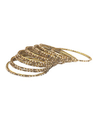 Gold Stones - Set of 12 Stone / Pearl Bangles - Antique Gold Finish (Pair) - JAN739 Vp 0923