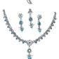 Light Blue - Small Size Silver Finish Necklace Set with Earrings & Head Piece /Tika- SLV78  11Ap24