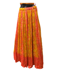 Coral  / Mustard- Crushed Bandhej Lehenga Set - UK Stock - 24h Dispatch - MK1461 KKV 0523