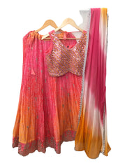 Fuchsia / Orange Ready Made Lehenga Set - Size 10 - 36