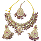 Purple / Wine - Large - Antique Gold Finish Necklace Set with Earrings & Head Piece - AE2512 08KV25