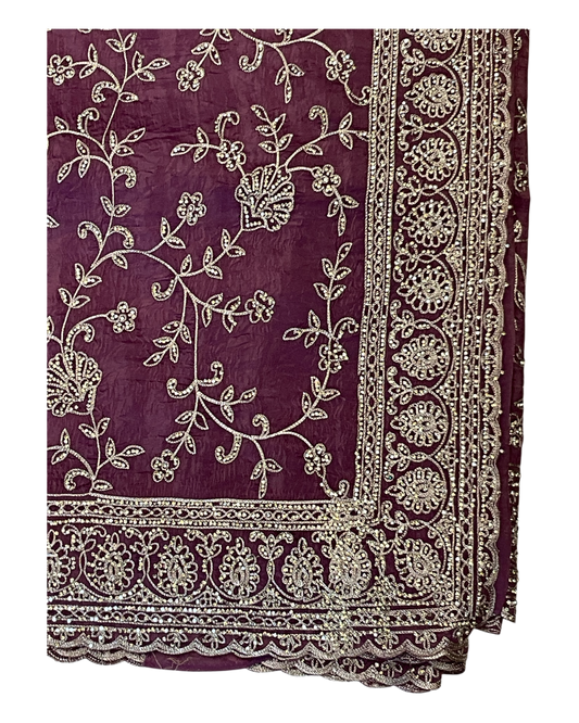 Pink - Rich Saree with Allover Embroidery and Blouse Piece - UK stock - 24hr Dispatch - RS2507 PT