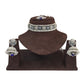 Blue  - Large Size Silver Finish Necklace Set with Earrings - RAK95  KV 0424