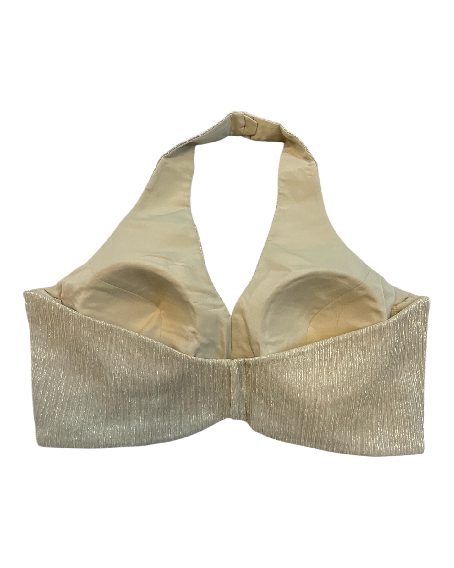 Size 36" / UK 10 - Gold - Shimmery Crinkle Halter Neck Saree blouse with cups - UK Stock - Quick Delivery - RNK - R999A-KJ