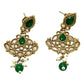 Green - Small Size Antique Gold Finish Necklace Set with Earrings - Bollywood - AE2518 08A25