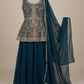 UK 12 / 38" - Dark Teal - Ladies Sharara / Palazzo Trousers Suit - UK Stock - Sangeet / Henna / Weddings - OC2467 TT