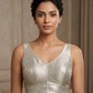 Size 40" / UK 14 - Light Gold - Silky Saree blouse with cups,  Sleeveless - UK Stock - Quick Delivery - RNK - R722A-KY